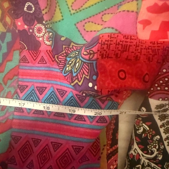 Boho Festival Patchwork Print Open Front Kimono Jacket Medium Multicolor - Picture 4 of 5